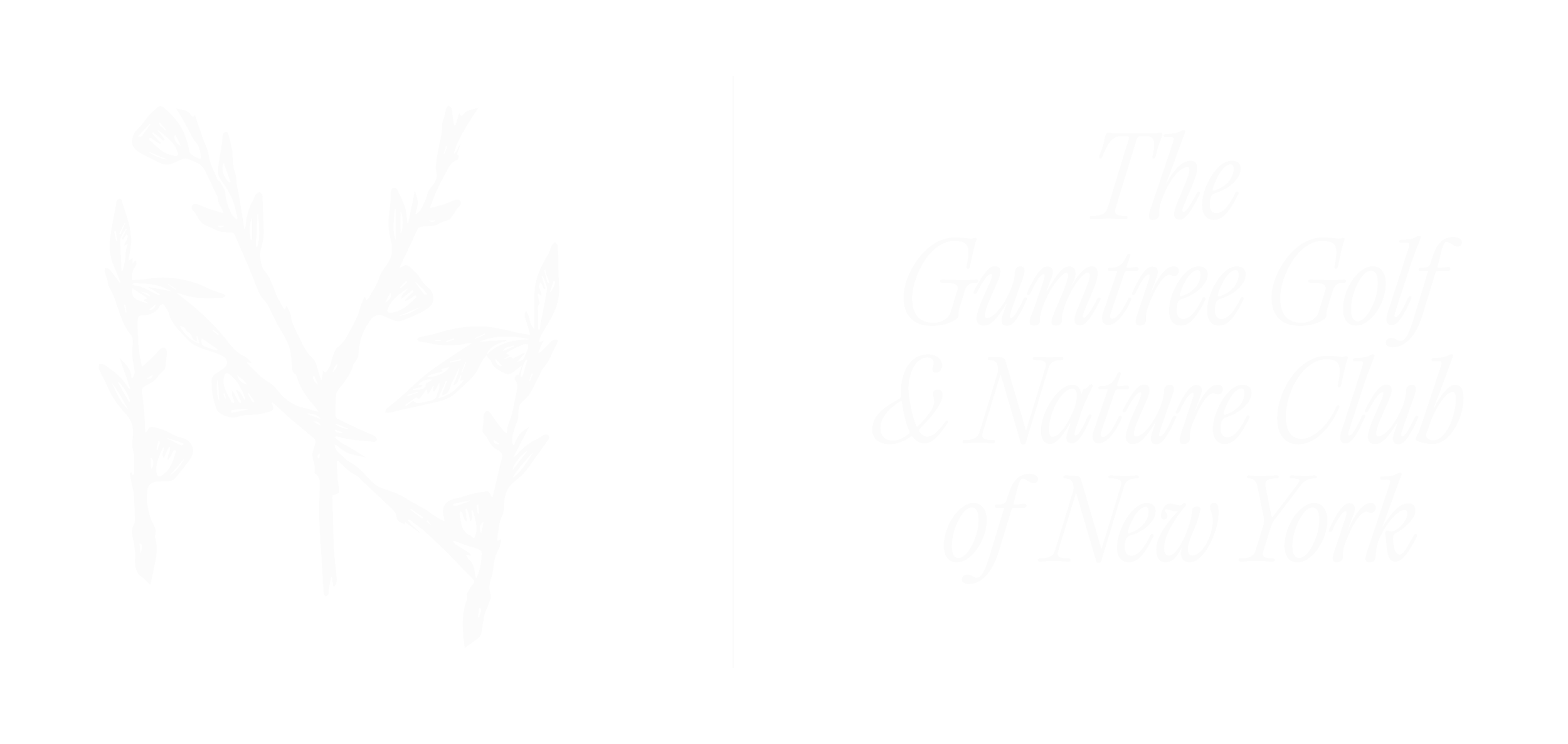 A black background with white text and a floral illustration on the left, reading 'The Gumtree Golf & Nature Club of New York'.
