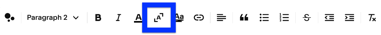 The scaling text icon is highlighted in the text toolbar.