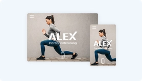 Darstellung der Website "Alex Personaltraining" auf grossem und kleinem Bildschirm
