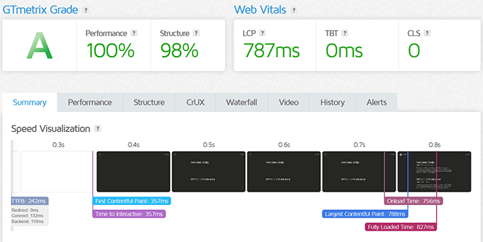 Speed check test results for Hosting.com