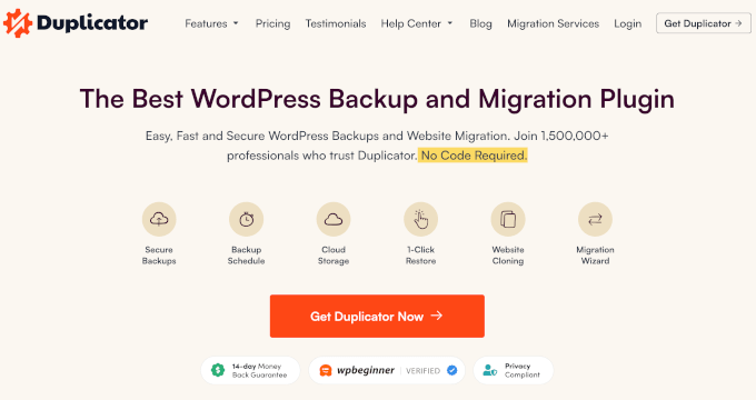 Duplicator's homepage